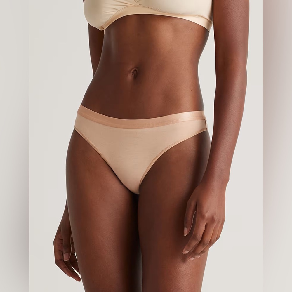 NWOT Quince Nude Warm Sand Micromodal Thong (6-pack) Sz S